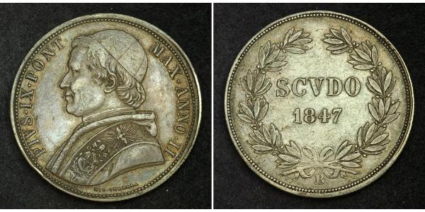 1 Скудо Папская область (752-1870)  Пий IX (1792- 1878)