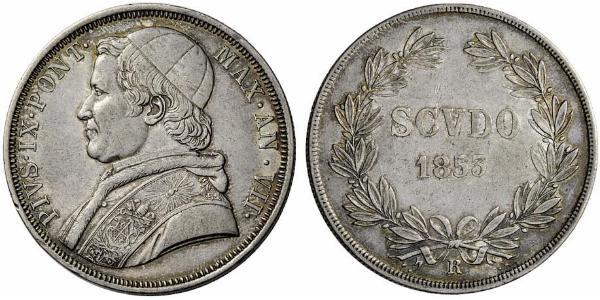 1 Скудо Папская область (752-1870)  Пий IX (1792- 1878)