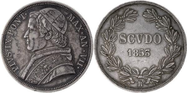 1 Скудо Папская область (752-1870)  Пий IX (1792- 1878)