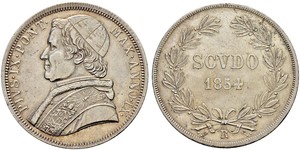 1 Скудо Папська держава (752-1870)  Пій IX (1792- 1878)