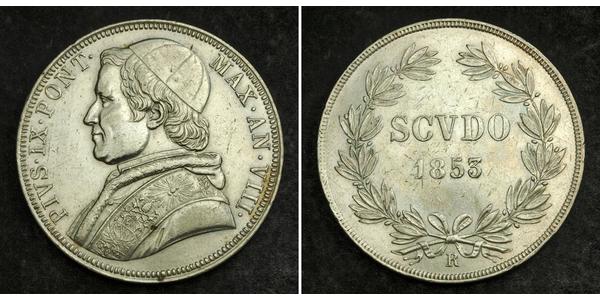 1 Скудо Папська держава (752-1870)  Пій IX (1792- 1878)