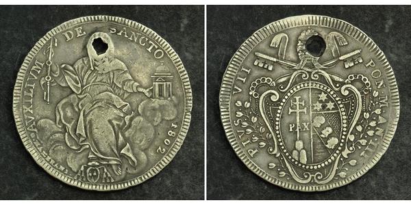 1 Скудо Папская область (752-1870) Серебро Пий VII  (1742 -1823)
