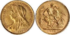 1 Соверен Австралия (1788 - 1939) Золото Виктория (1819 - 1901)