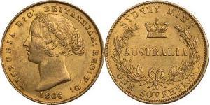 1 Соверен Австралия (1788 - 1939) Золото Виктория (1819 - 1901)