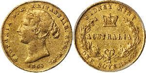 1 Соверен Австралия (1788 - 1939) Золото Виктория (1819 - 1901)