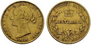 1 Соверен Австралия (1788 - 1939) Золото Виктория (1819 - 1901)
