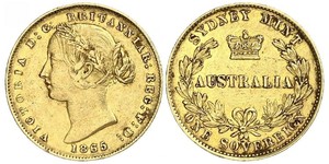 1 Соверен Австралия (1788 - 1939) Золото Виктория (1819 - 1901)