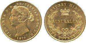 1 Соверен Австралия (1788 - 1939) Золото Виктория (1819 - 1901)