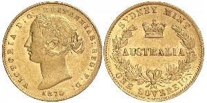 1 Соверен Австралия (1788 - 1939) Золото Виктория (1819 - 1901)