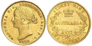 1 Соверен Австралия (1788 - 1939) Золото Виктория (1819 - 1901)
