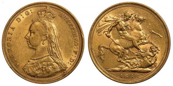 1 Соверен Австралия (1788 - 1939) Золото Виктория (1819 - 1901)