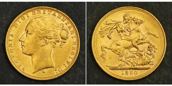 1 Соверен Австралия (1788 - 1939) Золото Виктория (1819 - 1901)