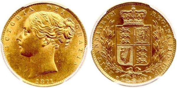 1 Соверен Австралия (1788 - 1939) Золото Виктория (1819 - 1901)
