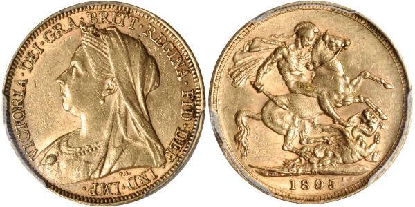 1 Соверен Австралия (1788 - 1939) Золото Виктория (1819 - 1901)