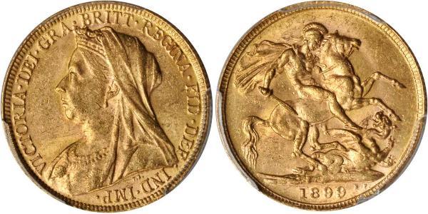 1 Соверен Австралия (1788 - 1939) Золото Виктория (1819 - 1901)