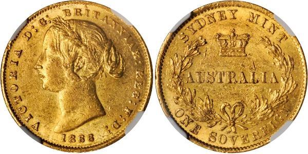 1 Соверен Австралия (1788 - 1939) Золото Виктория (1819 - 1901)