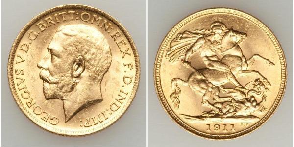 1 Соверен Австралия (1788 - 1939) Золото Георг V (1865-1936)