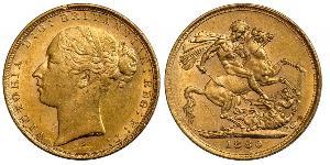 1 Соверен Австралія (1788 - 1939) Золото Вікторія (1819 - 1901)
