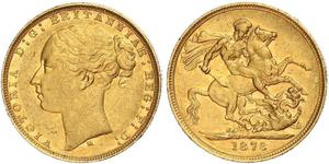 1 Соверен Австралія (1788 - 1939) Золото Вікторія (1819 - 1901)