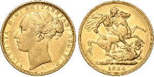 1 Соверен Австралія (1788 - 1939) Золото Вікторія (1819 - 1901)