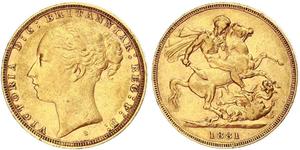 1 Соверен Австралія (1788 - 1939) Золото Вікторія (1819 - 1901)