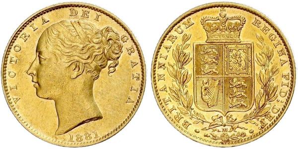 1 Соверен Австралія (1788 - 1939) Золото Вікторія (1819 - 1901)