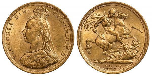 1 Соверен Австралія (1788 - 1939) Золото Вікторія (1819 - 1901)