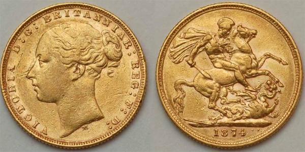 1 Соверен Австралія (1788 - 1939) Золото Вікторія (1819 - 1901)