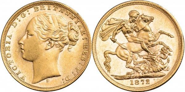 1 Соверен Австралія (1788 - 1939) Золото Вікторія (1819 - 1901)