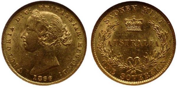 1 Соверен Австралія (1788 - 1939) Золото Вікторія (1819 - 1901)