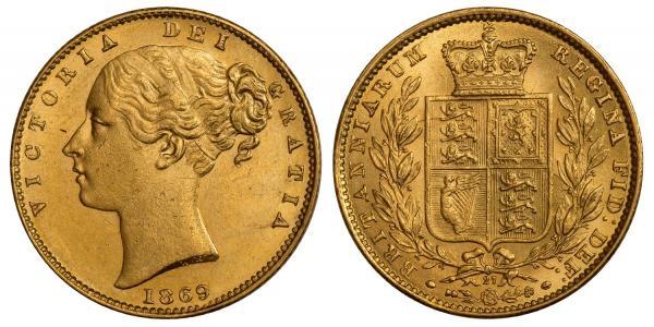 1 Соверен Австралія (1788 - 1939) Золото Вікторія (1819 - 1901)