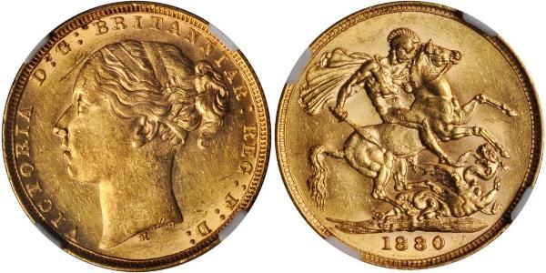 1 Соверен Австралія (1788 - 1939) Золото Вікторія (1819 - 1901)
