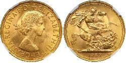 1 Соверен Велика Британія (1922-) Золото Єлизавета II (1926-2022)