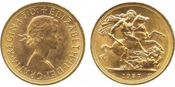 1 Соверен Велика Британія (1922-) Золото Єлизавета II (1926-2022)