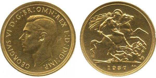 1 Соверен Великобритания (1922-) Золото Георг VI (1895-1952)