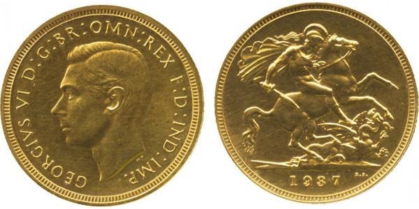 1 Соверен Великобритания (1922-) Золото Георг VI (1895-1952)