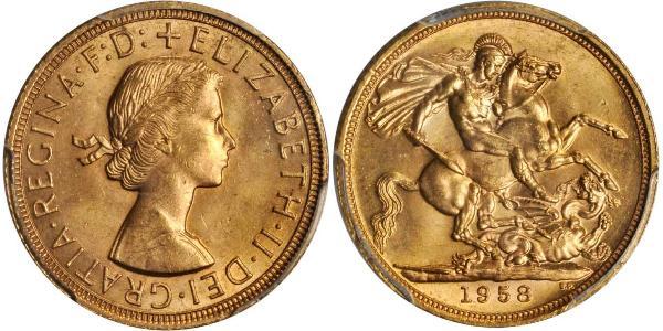 1 Соверен Великобритания (1922-) Золото Елизавета II (1926-2022)