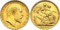 1 Соверен Соединённое королевство Великобритании и Ирландии (1801-1922) Золото Эдуард VII (1841-1910)