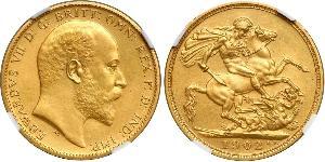 1 Соверен Соединённое королевство Великобритании и Ирландии (1801-1922) Золото Эдуард VII (1841-1910)