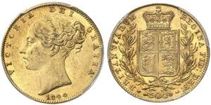 1 Соверен Соединённое королевство Великобритании и Ирландии (1801-1922) Золото Виктория (1819 - 1901)