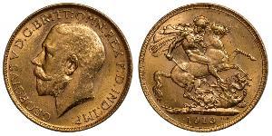 1 Соверен Соединённое королевство Великобритании и Ирландии (1801-1922) Золото Георг V (1865-1936)