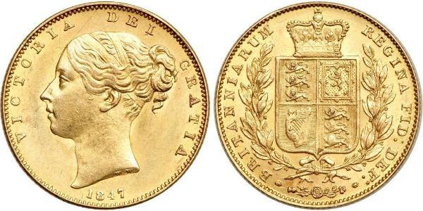 1 Соверен Соединённое королевство Великобритании и Ирландии (1801-1922) Золото Виктория (1819 - 1901)