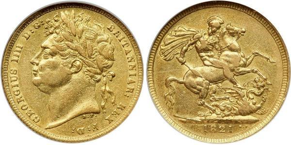 1 Соверен Соединённое королевство Великобритании и Ирландии (1801-1922) Золото Георг IV (1762-1830)