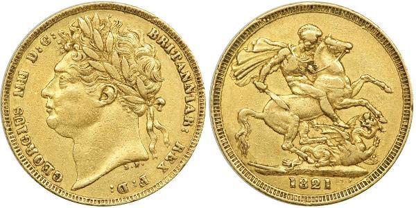 1 Соверен Соединённое королевство Великобритании и Ирландии (1801-1922) Золото Георг IV (1762-1830)