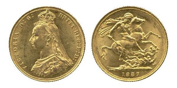 1 Соверен Соединённое королевство Великобритании и Ирландии (1801-1922) Золото Виктория (1819 - 1901)
