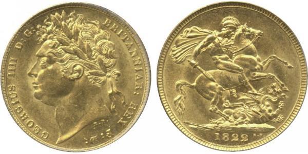 1 Соверен Соединённое королевство Великобритании и Ирландии (1801-1922) Золото Георг IV (1762-1830)
