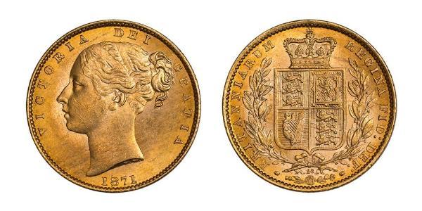 1 Соверен Соединённое королевство Великобритании и Ирландии (1801-1922) Золото Виктория (1819 - 1901)