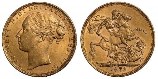 1 Соверен Соединённое королевство Великобритании и Ирландии (1801-1922) Золото Виктория (1819 - 1901)