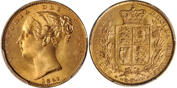 1 Соверен Соединённое королевство Великобритании и Ирландии (1801-1922) Золото Виктория (1819 - 1901)