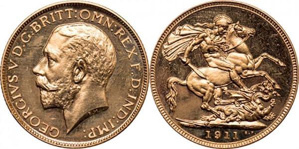 1 Соверен Соединённое королевство Великобритании и Ирландии (1801-1922) Золото Георг V (1865-1936)